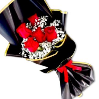 ramo de 5 rosas rojas